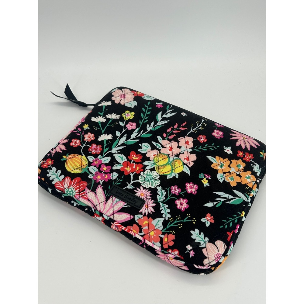 Vera‎ Bradley Floral Quilted iPad Tablet Sleeve Case Zip Padded Black Multicolor